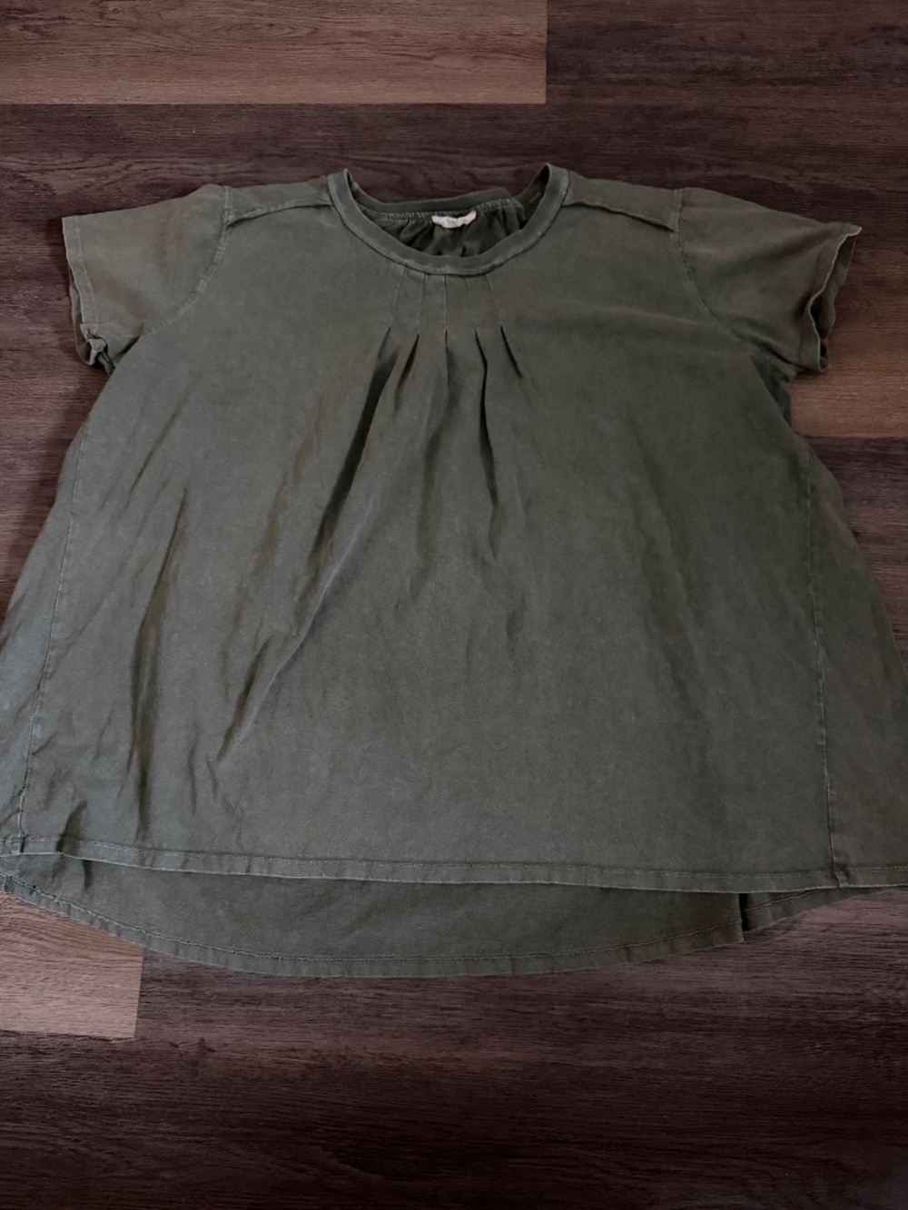 Easel short sleeve boxy oversized vintage top size S small green pintuck pleats